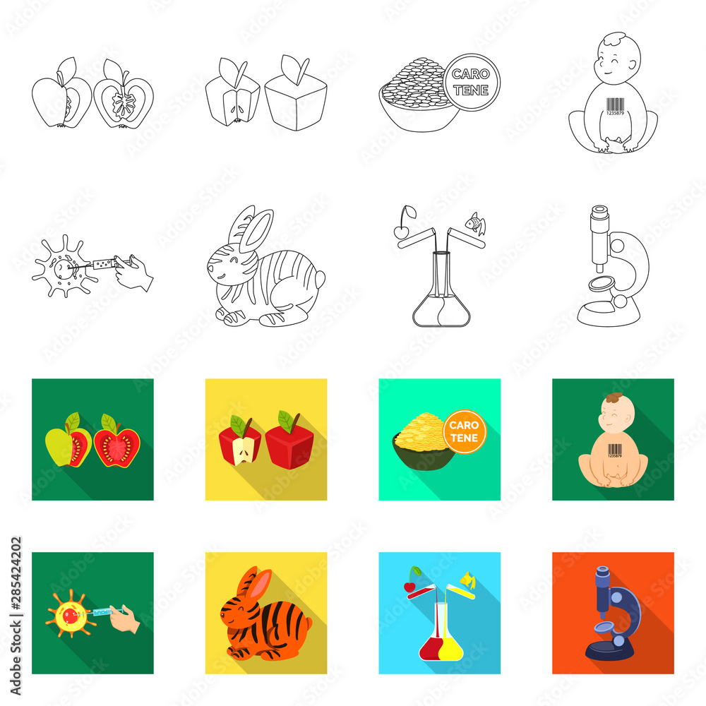 Vector design of test and synthetic symbol. Set of test and laboratory stock vector illustration.