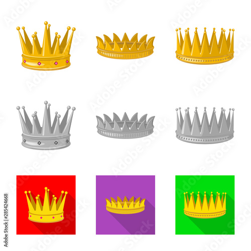 Vector design of medieval and nobility logo. Collection of medieval and monarchy stock vector illustration.