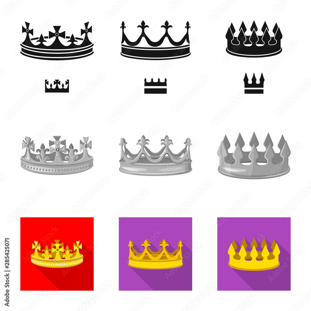 Vector illustration of medieval and nobility sign. Collection of medieval and monarchy stock vector illustration. Vector illustration of medieval and nobility sign. Collection of medieval and monarchy stock vector illustration.