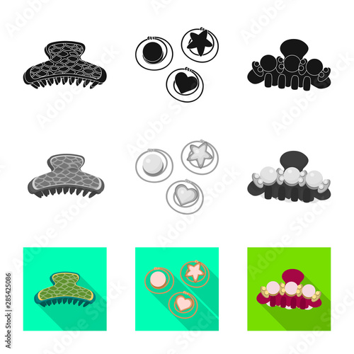 Vector design of beauty and fashion sign. Set of beauty and female stock vector illustration.