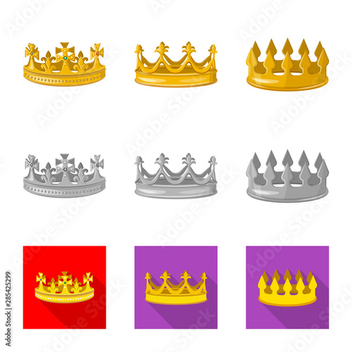 Vector illustration of medieval and nobility symbol. Set of medieval and monarchy vector icon for stock.