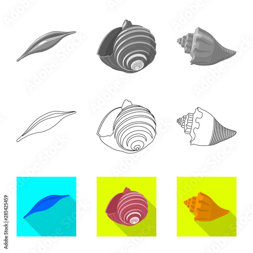 Vector design of animal and decoration sign. Collection of animal and ocean stock vector illustration.