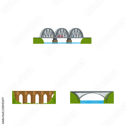 Isolated object of bridgework and bridge icon. Set of bridgework and landmark vector icon for stock.