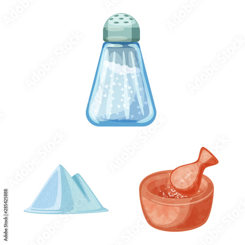 Vector design of salt and food logo. Set of salt and mineral vector icon for stock.