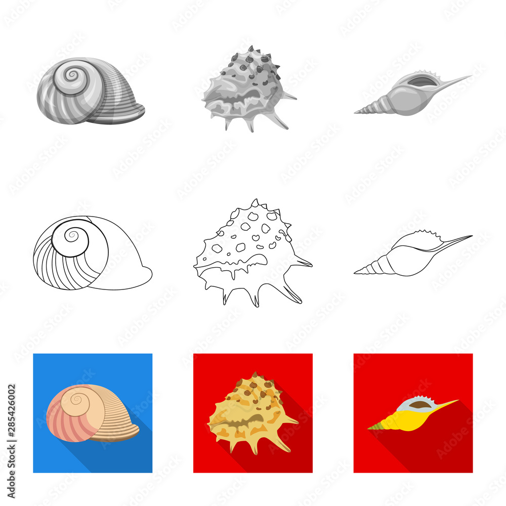 Isolated object of animal and decoration icon. Set of animal and ocean stock vector illustration.