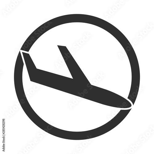 Cuadro en lienzo Landendes Flugzeug - Icon für Ankünfte am Flughafen