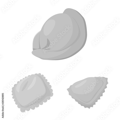 Vector illustration of dumplings and stuffed symbol. Collection of dumplings and dish stock symbol for web.