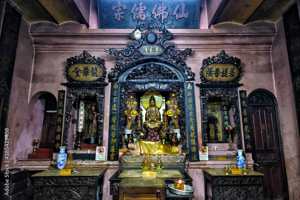 Ho Chi Minh City, Vietnam - August 7: View of Jade Emperor Pagoda. It is a Taoist Pagoda on August 7, 2018 in Ho Chi Minh City, Vietnam.