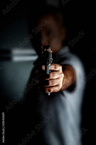 Man Carrying a Toy Gun to Rob the Money. Concept Picture.