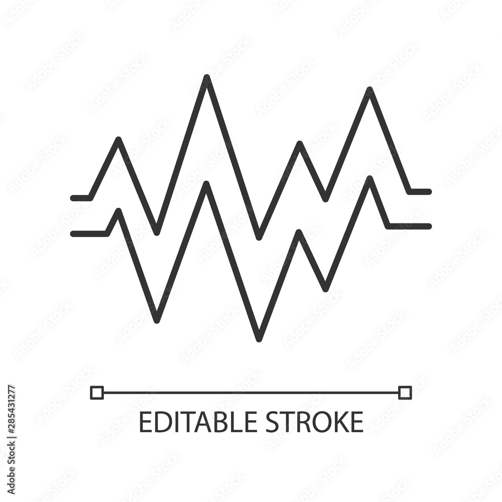Heart beat linear icon. Thin line illustration. Sound, audio wave. Heart rhythm, pulse. Music frequency. Soundtrack playing amplitude. Contour symbol. Vector isolated outline drawing. Editable stroke Heart beat linear icon. Thin line illustration. Sound, audio wave. Heart rhythm, pulse. Music frequency. Soundtrack playing amplitude. Contour symbol. Vector isolated outline drawing. Editable stroke