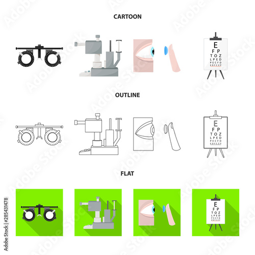 Vector illustration of correction and eyesight sign. Set of correction and care stock symbol for web.