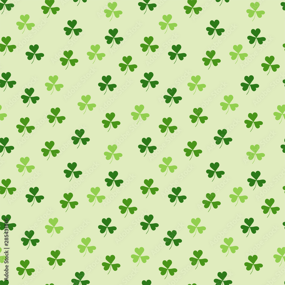 Seamless pattern with green clover on a white background Seamless pattern with green clover on a white background