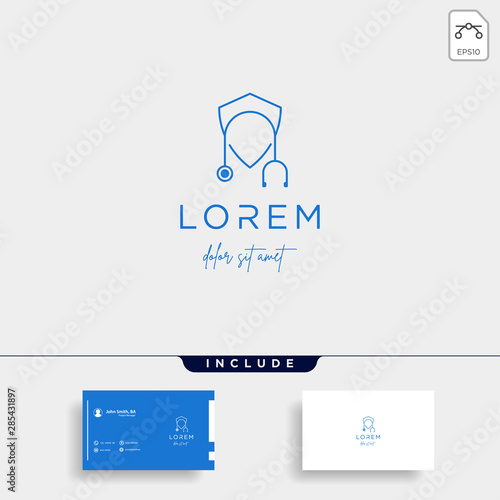 stethoscope shield vector logo design simple signs