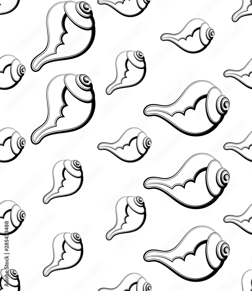 Conch A Marine Mollusc, Conch Icon Seamless Pattern Conch A Marine Mollusc, Conch Icon Seamless Pattern