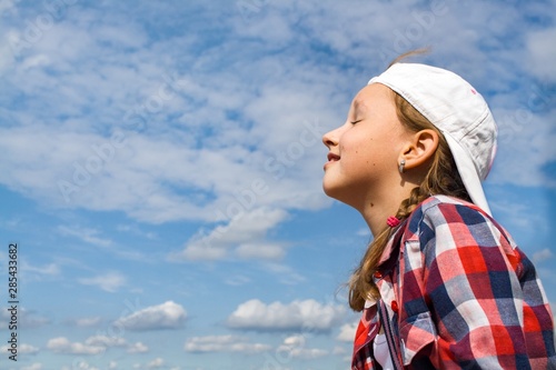 Enjoying Nature. Joy and freedom . Happy childhood . To breathe freely