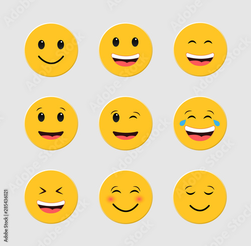 Set of funny emoticons. Emoji. Smileys vector set. 