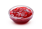 Red berry jam isolated on white background with clipping path
