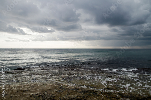 Stormy landscape in the sea shore