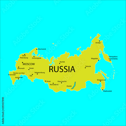 Russia map with cities sign