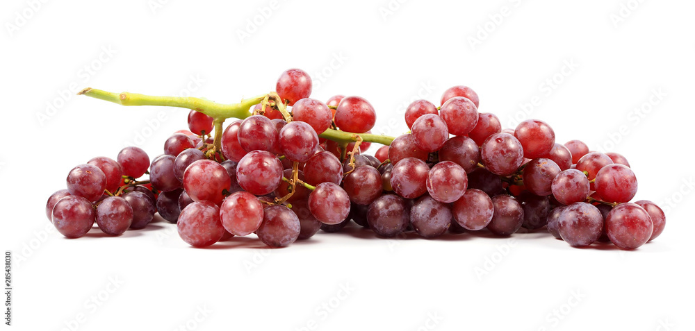 Ripe red grape on a white background