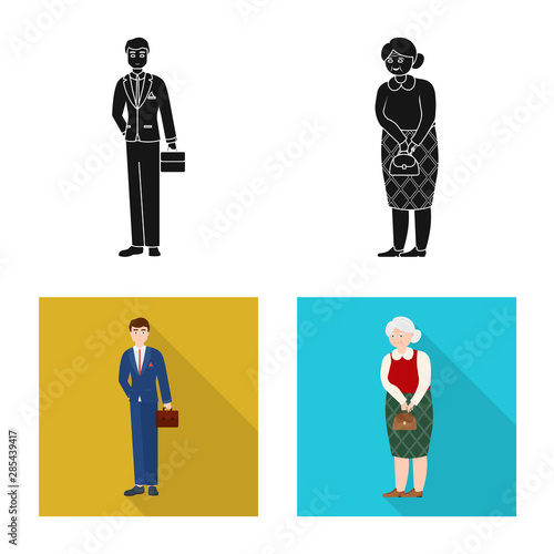 Vector illustration of character and avatar symbol. Collection of character and portrait stock vector illustration.