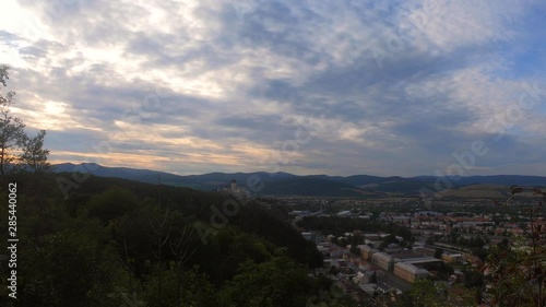 Beautiful view on Trencin city at Slovakia with castle.