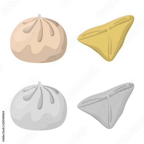 Vector design of products and cooking icon. Set of products and appetizer stock symbol for web.