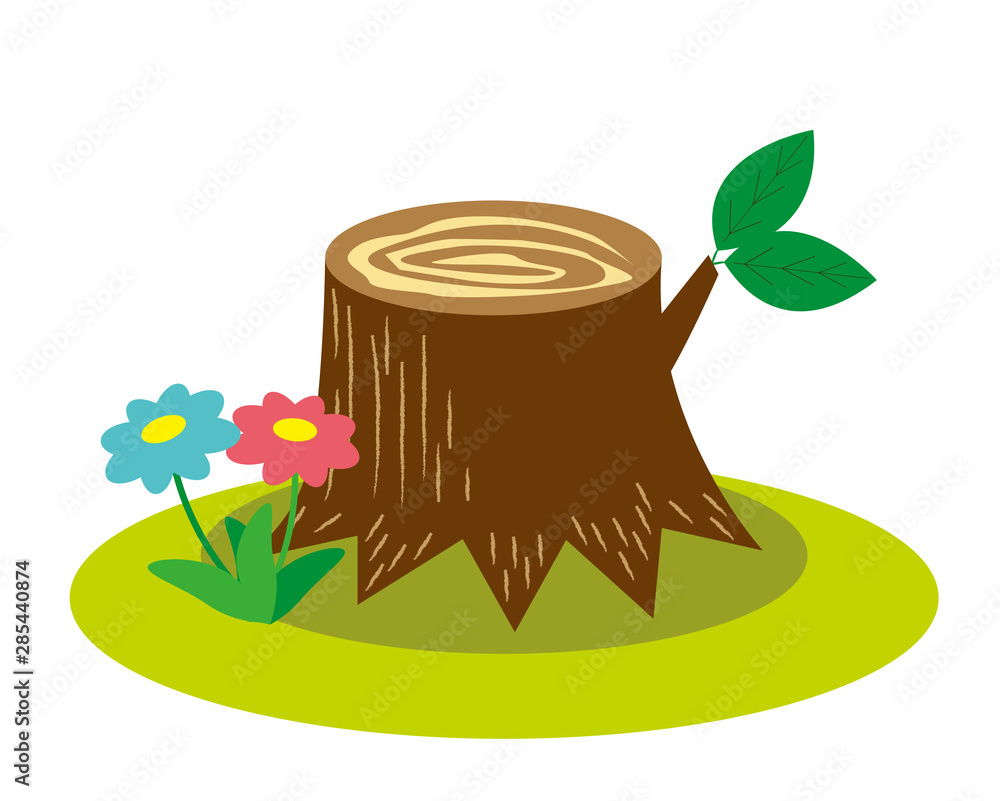 切り株 株 木 アイコン 花 葉 Stock Vector Adobe Stock
