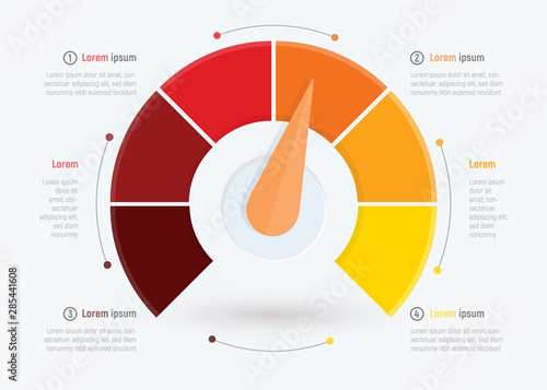 Business meter or business indicator, infographic design template for brochure, web or presentation with. Abstract Rating, Quality control vector illustration.