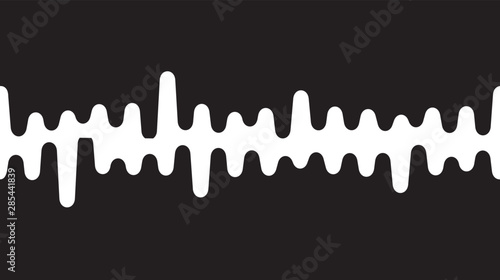 Sound wave or radio wave vector illustration on black background.
