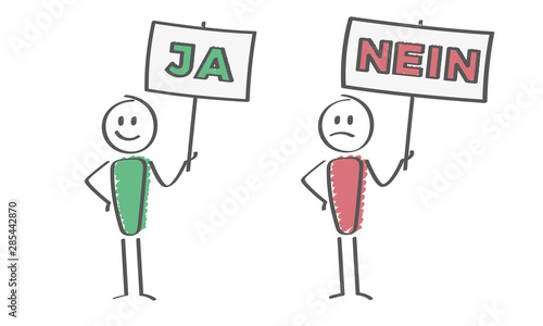Stick Figure - Personen mit Schild Ja und Nein