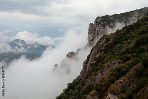 beautiful mountain in rising cloud