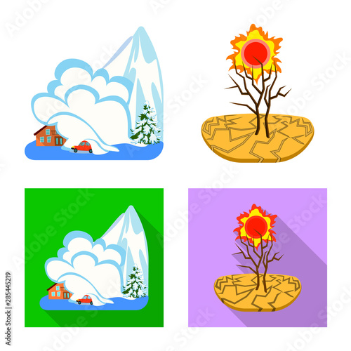 Vector design of weather and distress symbol. Collection of weather and crash stock vector illustration.