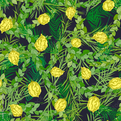 Happy Sukkot seamless background.