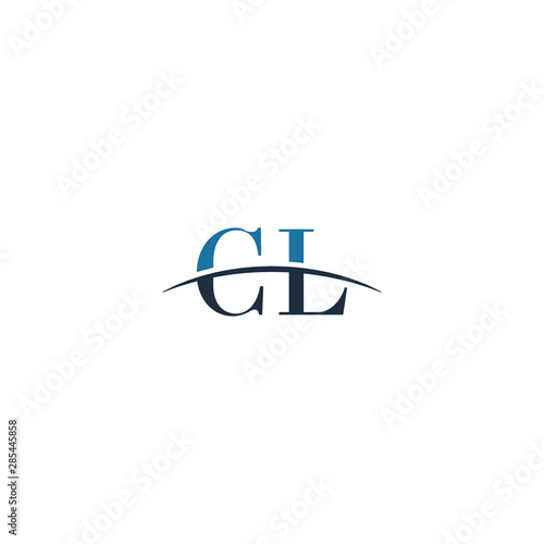 Initial letter CL, overlapping movement swoosh horizon logo company design inspiration in blue and gray color vector