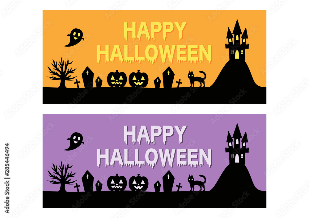 Happy Halloween ハロウィン イラスト バナー Stock Vector Adobe Stock Happy Halloween ハロウィン イラスト バナー Stock Vector Adobe Stock