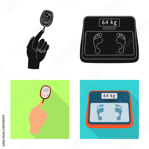 Isolated object of diet and treatment symbol. Set of diet and medicine stock vector illustration.