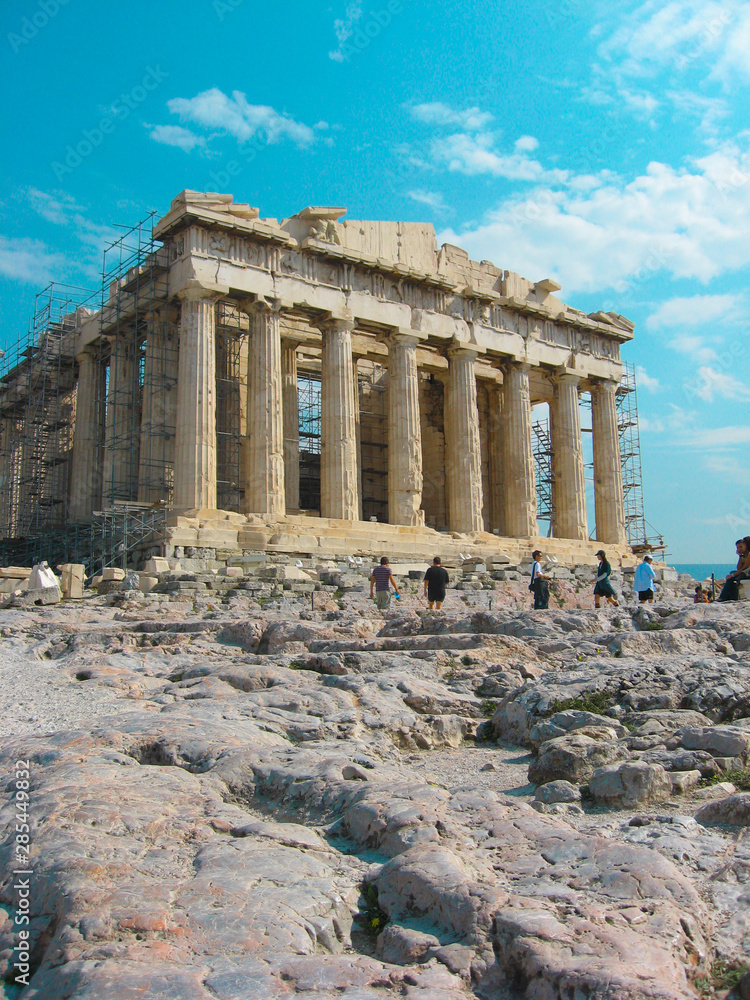 ATHENS, GREECE - OCTOBER 14, 2008: Parthenon ancient  temple. UNESCO World Heritage Site.