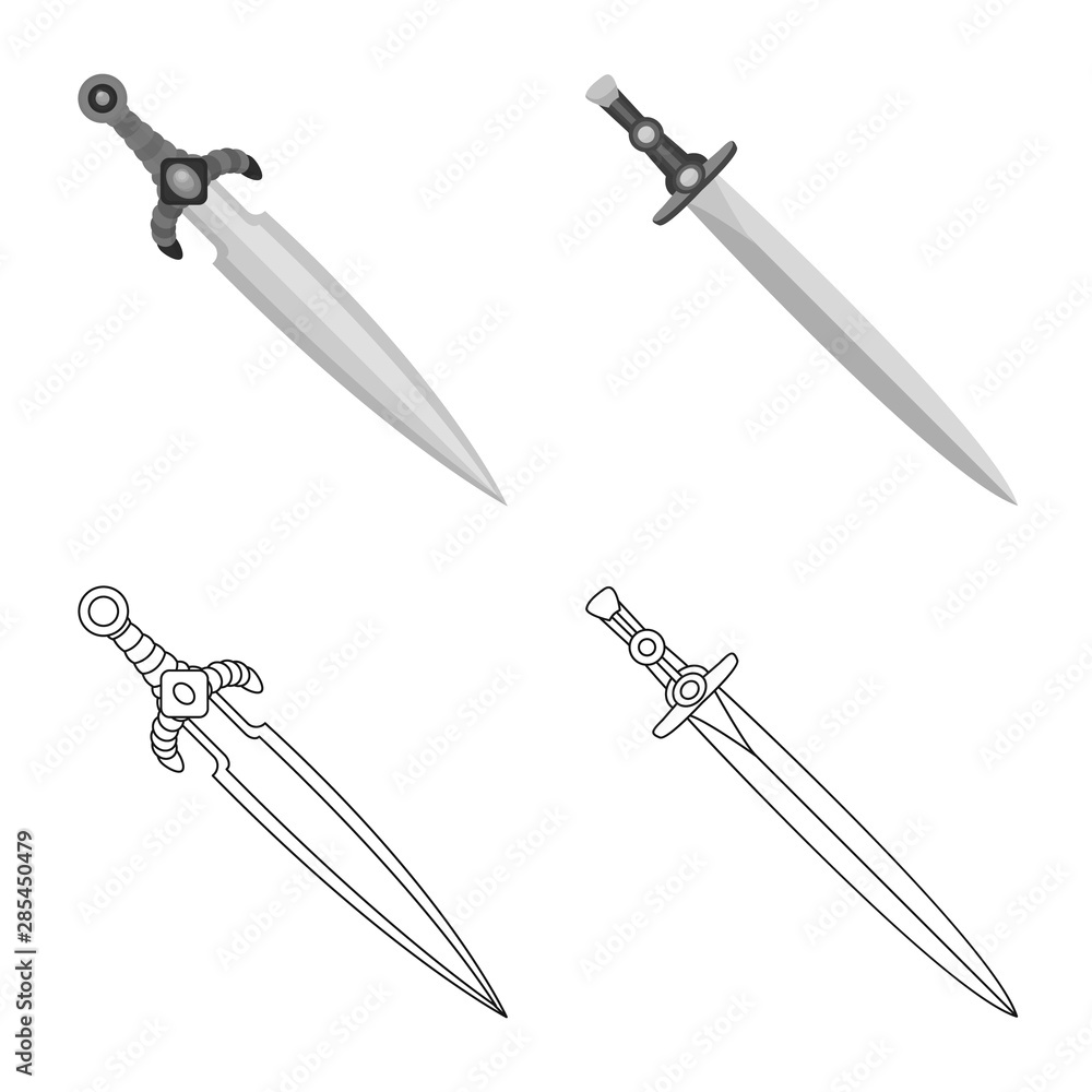 Isolated object of game and armor logo. Set of game and blade vector icon for stock. Isolated object of game and armor logo. Set of game and blade vector icon for stock.