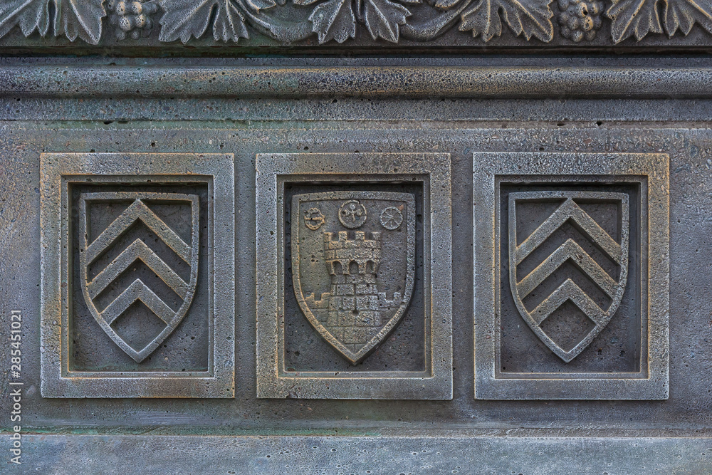 Wall decoration elements with shields in the castle Wall decoration elements with shields in the castle