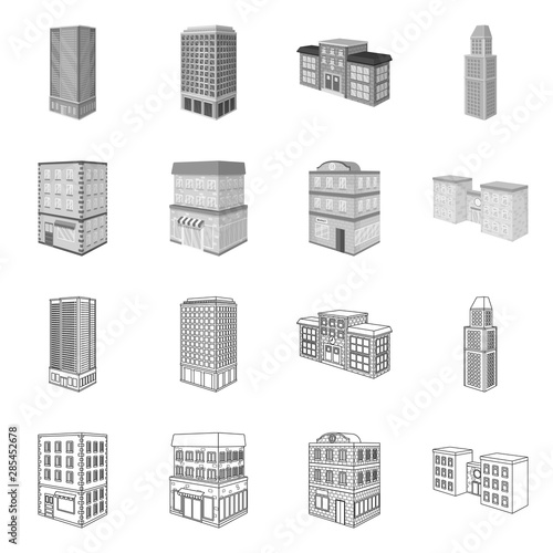 Vector illustration of construction and building icon. Set of construction and estate stock vector illustration.