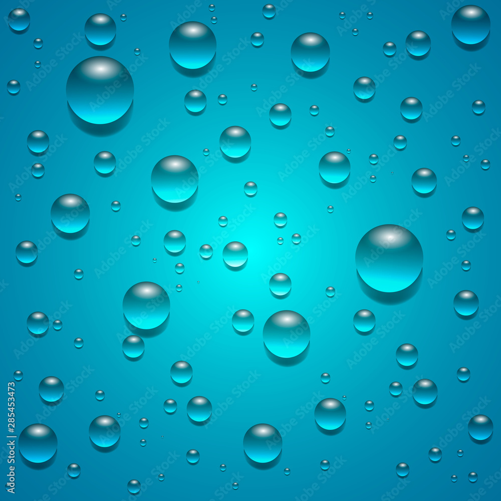 Dew drops on blue background. vector illustration