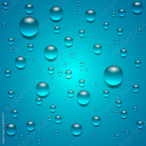 Dew drops on blue background. vector illustration