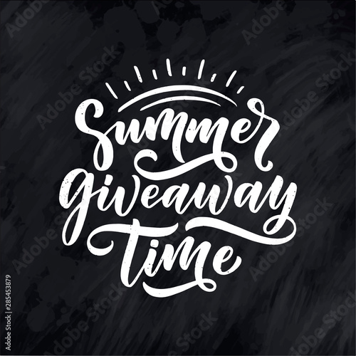 Vintage card with summer giveaway lettering. Calligraphy text. Decoration template. Vector illustration for holiday design.