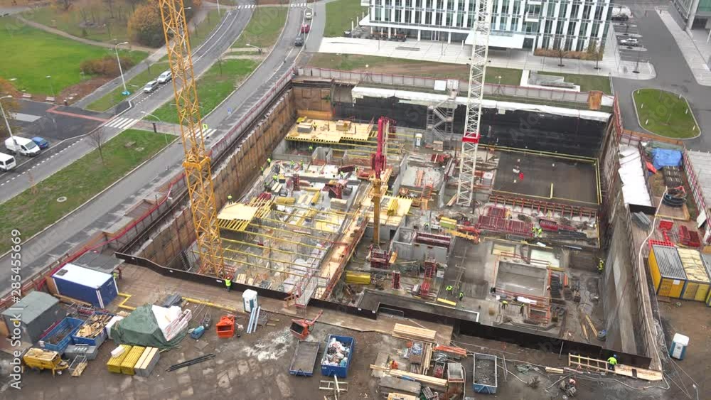 Construction site in an urban area - top view Construction site in an urban area - top view