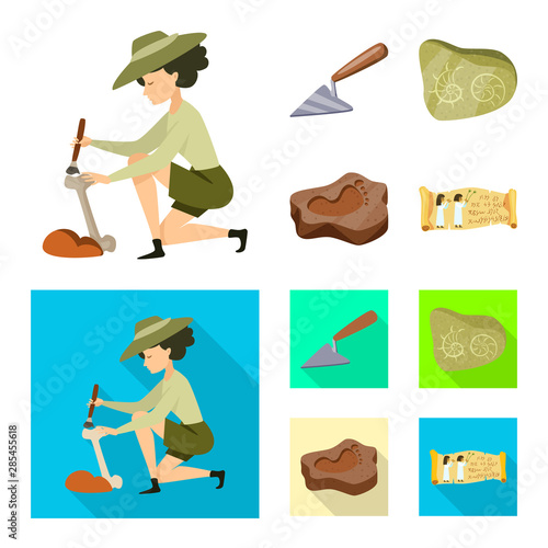 Vector illustration of story and items logo. Set of story and attributes stock vector illustration.