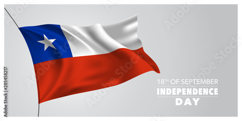 Chile independence day greeting card, banner, horizontal vector illustration