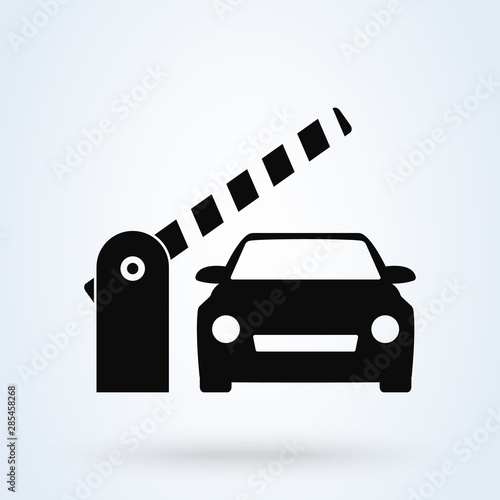 Car Security Barrier Gate. Simple vector modern icon design illustration.