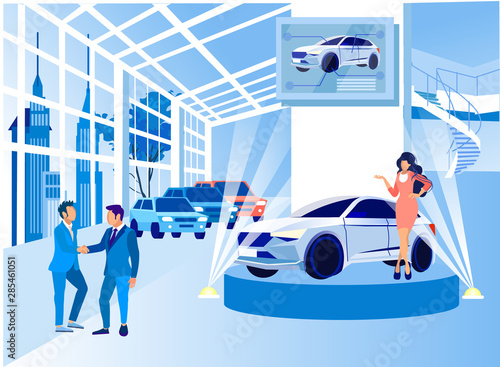 Exhibition Center. Presentation New Car. Vector.