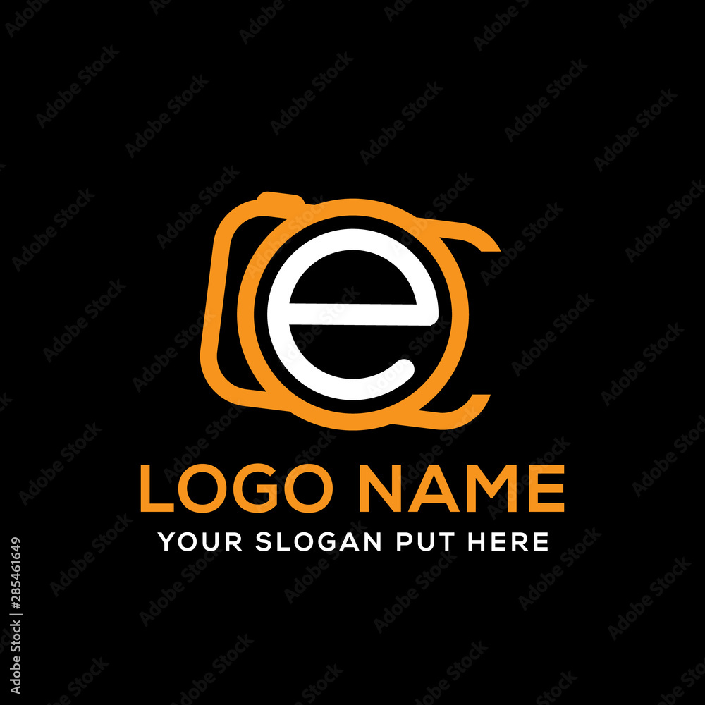 Letter E photography logo vector design template for fashion